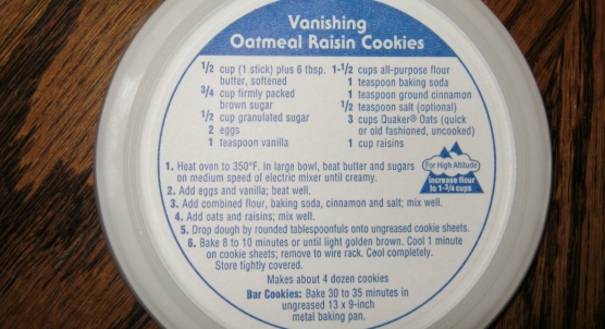 Pots and Pans – Quaker Oats Oatm
eal Cookies – MINDING MY P'S WITH Q